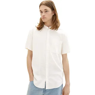 TOM TAILOR Denim Herren 1036242 Kurzarm-Hemd mit Brusttasche, 12906-Wool White, XL