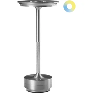 BELIANI LED Tischlampe Silber Metall 30 cm Hoch Aufladbar Kabellos mit USB-C-Ladefunktion Modernes Design für Outdoor Indoor Garten Terrasse Balkon - Silber