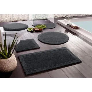 my home Badematte »Kapra, Badvorleger, Badezimmer Teppich« Höhe 14 mm beidseitig nutzbar   fußbodenheizungsgeeignet   strapazierfähig mit Bordüre, Badteppich, Badematte, Baumwolle, schwarz
