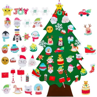 Filz Weihnachtsbaum Kinder 2.8ft mit 34 abnehmbaren Dekorationen DIY Wanddeko
