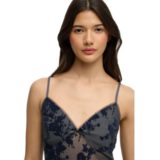 Superdry Flocked Mesh Cami Ärmelloses Oberteil - Midnight Blue - S