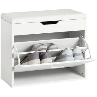 SoBuy Schuhbank Weiß , Holzwerkstoff , 60x50x30 cm , Garderobe, Garderobenbänke, Schuhbänke