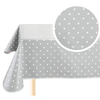 Wachstuch Tischdecke Wachstuchtischdecke Abwaschbar Eckig 140 x 200 cm Kleine Tupfen Hellgrau