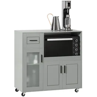 SoBuy Mikrowellenschrank Grau - Holzwerkstoff , 89x89x40 cm , Esszimmer, Servierwagen
