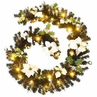 vidaXL Weihnachtsgirlande mit LED-Lichtern Schwarz 2,7 m PVC