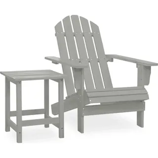 The Living Store Adirondack-Gartenstuhl mit Tisch Massivholz Tanne Grau - Grau