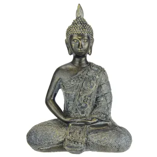 Flair Flower Buddha Figur meditierend sitzend Statue Figuren Skulptur Büste Statue Ornament Buddhafigur Feng Shui Dekoration Garten Terrassen Balkon Deko Buddha-Statue Wohnaccessoire Buddha-Skulptur Garten-Figur