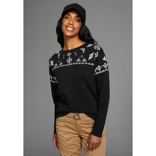 Sweatshirt KANGAROOS, Damen, Gr. 36/38, schwarz-weiß (schwarz, weiß), Sweatware, Obermaterial: 80% Baumwolle, 20% Polyester. Bündchen: 95% Baumwolle, 5% Elasthan, oversize hüftbedeckend, Rundhals, Rippbündchen, Sweatshirts Sweatshirt, Oversize-Passform, mit Rundhals, hüftbedeckende Länge