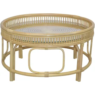 HOFMANN LIVING AND MORE Couchtisch Rattan-Couchtisch mit oder ohne Glasplatte lieferbar, beige