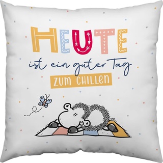 Sheepworld Kissen Motiv Heute | Zierkissen, Baumwolle, 30 cm x 30 cm, klein | Kissen mit Spruch | Geschenk, Geburtstag, Freundschaft | 48194