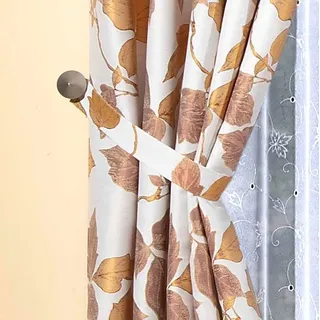Raffhalter STICKEREIEN PLAUEN "Weinlaub" Gr. 1, orange (weiß, terrakotta), B:5cm H:70cm, Polyester, Raffhalter, Raffhalter