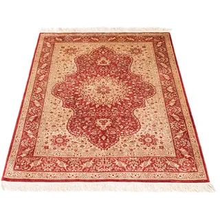 morgenland Orientteppich »Hereke - 122 x 69 cm - dunkelrot«, rechteckig, 3 mm Höhe, Wohnzimmer, Handgeknüpft, Einzelstück mit Zertifikat, rot