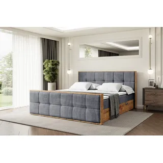 ALTDECOR Boxspringbett mit Matratze und Lattenrost, Topper, Fußteil,Polsterbett mit Bettkasten, Bett mit Stauraum H3-Matratze, Doppelbett, Boxbett - LOLLI7-Z - 180x200 - Dunkelgrau Casablanca - Dunkelgrau