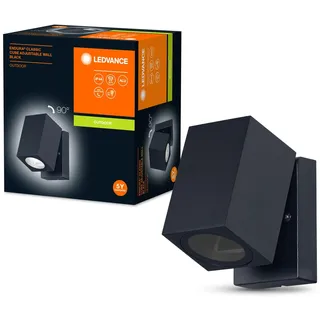 LEDVANCE ENDURA Classic Cube ADJ WALL Außen-Wandleuchte, schwarz, GU10-Sockel (max 35W), kann mit einfacher oder smarter Lampe bestückt werden, ausrichtbarer Leuchtenkopf, Schutzklasse IP44