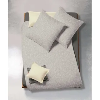 fleuresse Damast Bettwäsche Zürich Ornamente 155x200 cm + 80x80 cm Silber - Silber