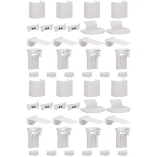 48 Stück Plissee Ersatzteile Set, Klemmträger Zubehör für Fenster mit Vier Zugbändern, Klemmfix Halterung ohne Bohren, Selbstklebend Plissee Befestigung für Faltstores, Rollos
