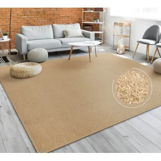 Paco Home Teppich Für Wohnzimmer Einfarbig Kurzflor Schlicht Und Modern Gold Beige, Grösse:60x100 cm