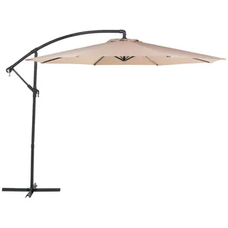 Beliani Ampelschirm Sandbeige 300 cm Ravenna , Schwarz, Sandfarben , Textil , 300x300 cm , Sonnenschutz, Ampelschirme