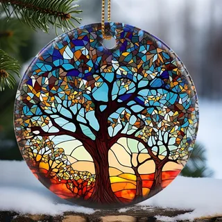Touber Baum des Lebens 2023 Ornament, 2023 Weihnachtsdekoration, Urlaubsgeschenkidee, Erbstück-Andenken, runde Keramik, Kugel-Geschenk, Baum des Lebens