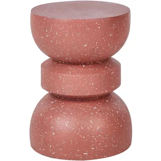 BELIANI Beistelltisch Rot MgO und Glasfaser Rund  37 cm Terrazzo Optik Sanduhrform Modern Outdoor Couchtisch Wohnzimmer Ausstattung Möbel - Rot
