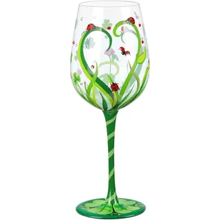 NymphFable Bunte Weingläser Marienkäfer Personalisiertes Handgemalt Weinglas Geschenk für Frauen mit Geschenkbox, 15oz
