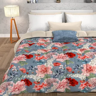 PETTI Artigiani Italiani - Tagesdecke, Winterbettdecke, Winterdecke, Einzelbettdecke, doppelseitig, einfarbig, Digitaldruck, 19 Hellblau, 100% antiallergische Mikrofaser, hergestellt in Italien