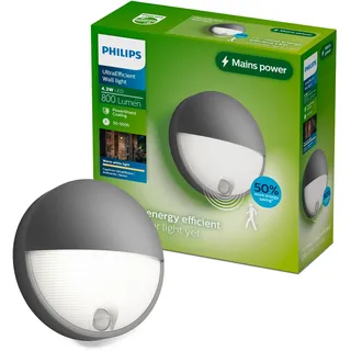 Philips Außenwandleuchte Aluminium/Metall 21,4 cm inkl. Bewegungsmelder grau