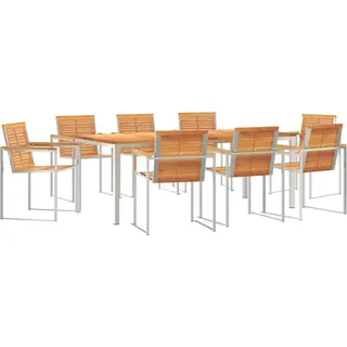vidaXL Garten Essgruppe 9 pcs Massives Akazienholz und Edelstahl - Braun
