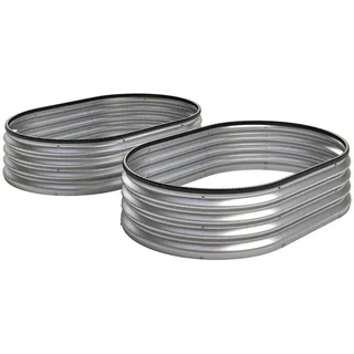 Outsunny Hochbeet-Set 2 Tlg. aus Verzinktem Stahl Silber , Silberfarben , Metall , 358 L , 90x30x135 cm , Gartenzubehör, Hochbeete