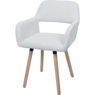 MCW Esszimmerstuhl MCW-A50 II, Stuhl Küchenstuhl Polsterstuhl, Holz Stoff/Textil Cord (400g/m2) MVG ~ creme-weiß