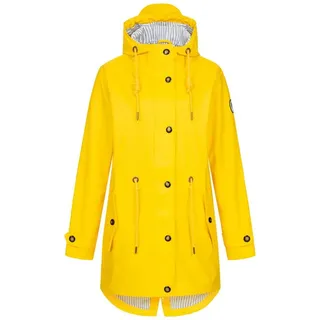 DEPROC activ Deproc Active Damen Damen Friesennerz Regenmantel mit Kapuze Wasserdicht Wetterfest Windbreaker Übergangsjack Regenjacke, Gelb, 40 EU