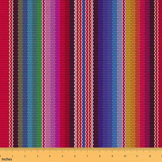 Mexikanische Streifen Stoff, Meterware, Cinco De Mayo, 184 x 150 cm, Stuhl, Bohème, Indianer, dekorativ, wasserdichter Außenstoff, bunt, Polyester