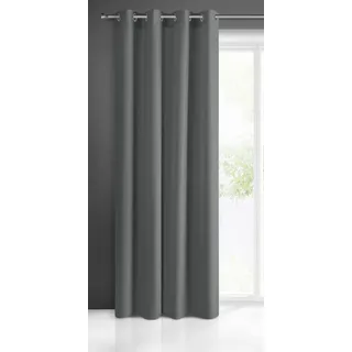 Eurofirany Rita Vorhang Gardine Glatt Schlicht Einfarbig - 8 Ösen Modern Schlafzimmer Wohnzimmer Lounge Kinderzimmer 1 Stück Einzeln, Polyester, Grafit, 140X250cm, Grafitgrau