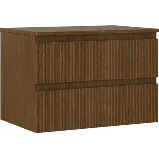 Mexen Rivel Badezimmerschrank für Waschtisch 70 cm mit Arbeitsplatte, 2 Schubladen, gerillt, Nussbaum - 91A20-07047-2-BFFC86 - Braun
