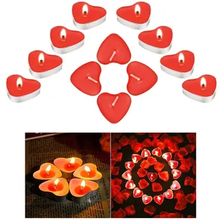 Herzförmige Romantische,12 Pcs Kerzen Deko Für Valentinstag,Kerzensets,Rote Teelichter,Romantische Herz Kerzen,Romantic Heart Candles,Teelicht für Valentinstag