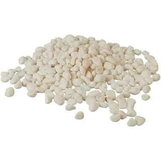 Relaxdays Marmorkies, 5kg, Dekosteine, 5-15mm, Kieselsteine, Gartenkiesel, Beet, Blumentopf, Grab, Zierkies, weiß