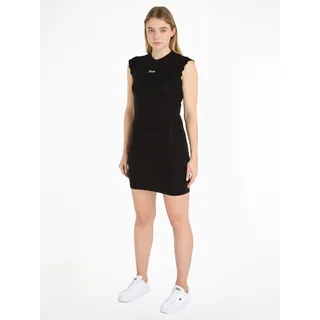 Tommy Jeans Jerseykleid »TJW RUCHE SCRIPT BODYCON DRESS«, mit gefransten Ärmeln, schwarz