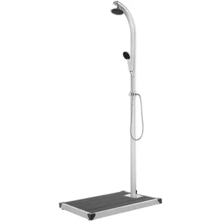 Gartendusche mit Grauer Bodenplatte 220 cm Aluminium - Grau, Bunt