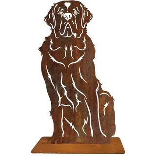 Terma Stahldesign Rost Hund Bernhardiner lebensgroß Metall Gartenfigur Handmade Germany wetterfest Gartendeko Tierfigur Grabdeko Geschenk