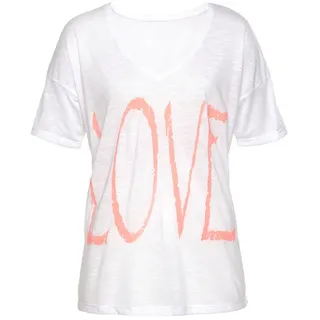 VIVANCE V-Shirt Damen weiß-neonorange Gr.32/34