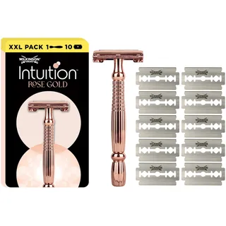 Wilkinson Sword Intuition Roségold Damenrasierer für die alltägliche Pflege, 1 wiederverwendbarer Rasierer und 10 Klingen