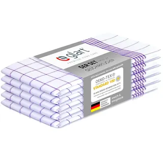 Glart 48KV1 Geschirrtücher Set – 5 Stück à 50x70 cm – 100 % Baumwolle – 300 GSM – Oeko-TEX Zertifiziert – Lila kariert – Küchenhandtücher spülmaschinenfest