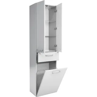 Saphir Quickset Hochschrank 50 x 185,5 x 33 cm Weiß Glas/Kunststoff/Metall/Spanplatte