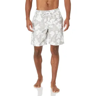 Amazon Essentials Herren 22,9 cm Badehose, Grau Hibiskusblume, XXL