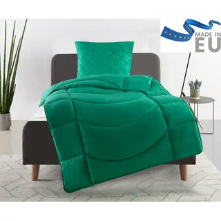 otto home my home Steppbett + Kopfkissen »Microlux, Bettdecke 135x200 cm, 155x220 cm« Set mit Kissen 40x80 cm, 80x80 cm, Sommer, Herbst, Winter in 4 Farben, grün