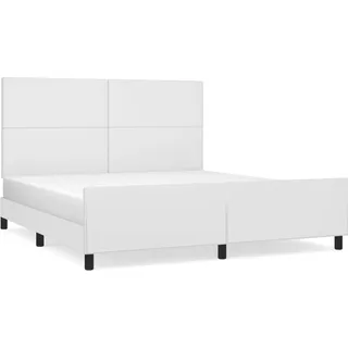 vidaXL Bettgestell mit Kopfteil Weiß 160x200 cm Kunstleder - Weiß