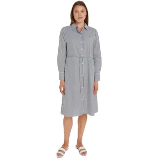 Tommy Hilfiger Damen Hemdkleid Essential Shirt Dress Knielang, Blau (Ithaka Stp/ Desert Sky), 32