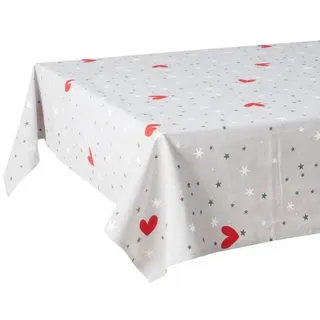Boltze Home Tischdecke Anella 140/180 cm , Grau , Naturmaterialen , 140x1x180 cm , Dekoration, Weihnachtsdekoration