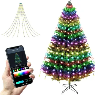 LED Lichterkette Weihnachtsbaum mit Ring Smart App, Weihnachtsbaumschmuck Weihnachtsbeleuchtung 20m 200 LED Christbaumbeleuchtung Drinnen Außen mit Fernbedienung IP65 Wetterfest Weihnachten Dekoration