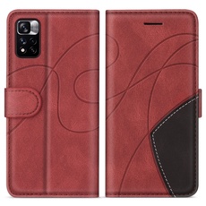 KKEIKO Hülle für Xiaomi Redmi Note 11 Pro Plus 5G, PU Leder Schutzhülle für Xiaomi Redmi Note 11 Pro Plus 5G, Kratzfestes Brieftasche Handyhülle mit Kartenfächern, Rot